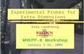 Experimental Probes for Extra Dimensions Greg Landsberg WHEPP-8 Workshop January 5-16, 2004.