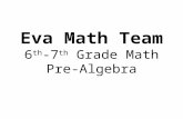 Eva Math Team 6 th -7 th Grade Math Pre-Algebra. 1. Relate and apply concepts associated with integers (real number line, additive inverse, absolute value,