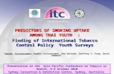 PREDICTORS OF SMOKING UPTAKE AMONG THAI YOUTH : Finding of International Tobacco Control Policy Youth Surveys Tawima Sirirassamee, Buppha Sirirassamee,