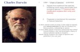 Charles Darwin 1859 – “Origin of Species” published 1.Argued from evidence that species inhabiting Earth today descended from ancestral species *****Descent.