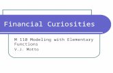 Financial Curiosities M 110 Modeling with Elementary Functions V.J. Motto.