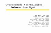 Overarching technologies: Information Mgmt Ed Hovy, USC/ISI Bill Scherlis, CMU Phil Cohen, OHSU Hsinchun Chen, Arizona Mike Goodchild, UCSB Eva Kingsbury,