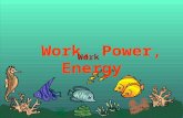 Work, Power, Energy Work Vocabulary Work (force x distance) Kinetic Energy ( ½ mass x velocity 2 ) Potential Energy( mass x g x height) Review P = mv.