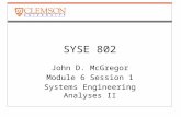 SYSE 802 John D. McGregor Module 6 Session 1 Systems Engineering Analyses II.