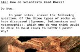 Aim: How do Scientists Read Rocks? Do Now: In your notes, answer the following question. Of the three types of rocks we have discussed (Igneous, Sedimentary.