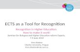 ECTS as a Tool for Recognition Recognition in Higher Education: How to make it work! Seminar for Bologna and Higher Education reform Experts, 7-9 June.