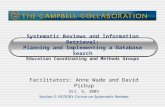 Systematic Reviews and Information Retrieval: Planning and Implementing a Database Search Education Coordinating and Methods Groups Facilitators: Anne.