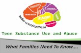 What Families Need To Know…. Teen Substance Use and Abuse.