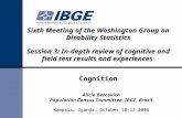 Sixth Meeting of the Washington Group on Disability Statistics Session 3: In-depth review of cognitive and field test results and experiences Cognition.