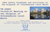 IAEA International Atomic Energy Agency TM-45865 Technical Meeting on the Disposal of Intermediate Level Waste Yumiko Kumano Radioactive Waste and Spent.