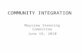 COMMUNITY INTEGRATION Mayview Steering Committee June 18, 2010.