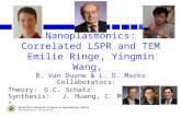 Nanoplasmonics: Correlated LSPR and TEM Emilie Ringe, Yingmin Wang, R. Van Duyne & L. D. Marks Collaborators: Theory: G.C. Schatz Synthesis: J. Huang,