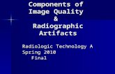 Components of Image Quality & Radiographic Artifacts Radiologic Technology A Spring 2010 Final Final.