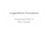 Logarithmic Functions Integrated Math 4 Mrs. Tyrpak.
