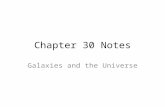 Chapter 30 Notes Galaxies and the Universe. The Milky Way Galaxy It is difficult to see the size and shape of the Milky Way from our perspective (inside.