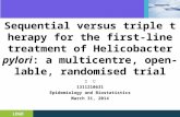 LOGO Sequential versus triple therapy for the first-line treatment of Helicobacter pylori: a multicentre, open-lable, randomised trial 杨 天 1311210631 Epidemiology.