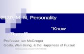 2130, M, N, Personality “Know Thyself” Professor Ian McGregor Goals, Well-Being, & the Happiness of Pursuit .
