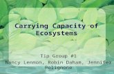 Carrying Capacity of Ecosystems Tip Group #1 Nancy Lennon, Robin Daham, Jennifer Polignone.