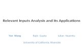 Relevant Inputs Analysis and its Applications Yan Wang Rajiv Gupta Iulian Neamtiu University of California, Riverside.