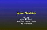 Sports Medicine Unit #1 Sports Medicine, The Sports Medicine Team and Their Roles.
