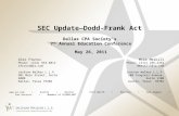 SEC Update—Dodd-Frank Act Dallas CPA Society’s 7 th Annual Education Conference May 26, 2011 Alex Frutos Phone: (214) 953-6012 afrutos@jw.com Jackson Walker.