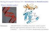 Biology/Computer Science 251: Introduction to Bioinformatics What is bioinformatics? Definition:“Bioinformatics is nothing but good, sound, regular biology.