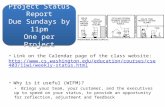 Link on the Calendar page of the class website:  /11wi/weekly-status.html .