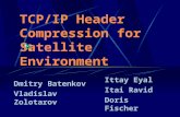 TCP/IP Header Compression for Satellite Environment Dmitry Batenkov Vladislav Zolotarov Ittay Eyal Itai Ravid Doris Fischer.