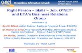 NAWB Forum 2003 O*NET/BRG Prepared for USDOL/ETA by Aguirre International 202-263-9279 Right Person – Skills – Job: O*NET ® and ETA’s Business Relations.