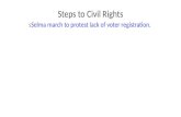 Steps to Civil Rights sSelma march to protest lack of voter registration.