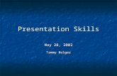 Presentation Skills May 28, 2003 Tammy Bulger. We will Complete A Brief Speaking Exercise Complete A Brief Speaking Exercise Look At 4 Principles Of Leadership.