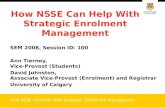 How NSSE Can Help With Strategic Enrolment Management SEM 2008, Session ID: 100 Ann Tierney, Vice-Provost (Students) David Johnston, Associate Vice-Provost.