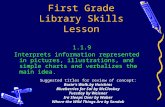 First Grade Library Skills Lesson 1.1.9 Interprets information represented in pictures, illustrations, and simple charts and verbalizes the main idea.