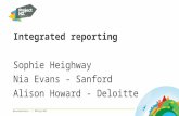 Integrated reporting Sophie Heighway Nia Evans - Sanford Alison Howard - Deloitte @sustbusiness / #ProjectNZ.