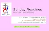 Sunday Readings Commentary and Reflections 25 th Sunday in the Ordinary Time B September 20, 2015 In preparation of this Sunday’s liturgy As aid in focusing.
