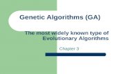 Genetic Algorithms (GA) Chapter 3 The most widely known type of Evolutionary Algorithms.