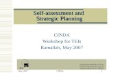May, 2007CINDA 1 Self-assessment and Strategic Planning CINDA Workshop for TEIs Ramallah, May 2007.