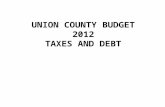 UNION COUNTY BUDGET 2012 TAXES AND DEBT. Tax Levy (in millions) Union County Taxes and Debt2.