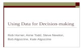 Using Data for Decision-making Rob Horner, Anne Todd, Steve Newton, Bob Algozzine, Kate Algozzine.