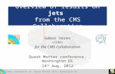Gabor.veres@cern.chQuark Matter 2012, Washington DC 1 Overview of results on jets from the CMS Collaboration Gábor Veres (CERN) for the CMS Collaboration.