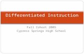 Fall Cohort 2009 Cypress Springs High School Differentiated Instruction.