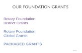 OUR FOUNDATION GRANTS Slide 1 Rotary Foundation District Grants Rotary Foundation Global Grants PACKAGED GRANTS.