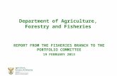 Department of Agriculture, Forestry and Fisheries R EPORT FROM THE FISHERIES BRANCH TO THE PORTFOLIO COMMITTEE 19 FEBRUARY 2013.