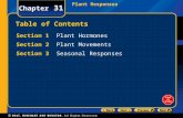 Plant Responses Chapter 31 Table of Contents Section 1 Plant Hormones Section 2 Plant Movements Section 3 Seasonal Responses.