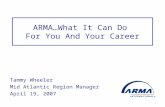 ARMA…What It Can Do For You And Your Career Tammy Wheeler Mid Atlantic Region Manager April 19, 2007.
