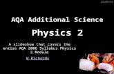 04/10/2015 AQA Additional Science W Richards Physics 2 A slideshow that covers the entire AQA 2006 Syllabus Physics 2 Module.