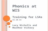 Phonics at WIS Training for LSAs 15.10.14 Lucy Nicholls and Heather Vickery.