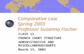 Comparative Law Spring 2003 Professor Susanna Fischer CLASS 13 FRENCH COURT STRUCTURE ADMINISTRATIVE AND MISCELLANEOUSCOURTS March 13, 2003.