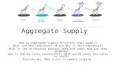Aggregate Supply How is aggregate supply different than supply? What are the components of AS? Why is this important? What is the difference between SRAS.