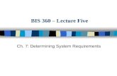 BIS 360 – Lecture Five Ch. 7: Determining System Requirements.